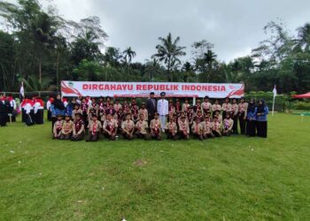 Anggota Pramuka Se-Kwarran Somagede Ikuti Upacara Hari Kemerdekaan di Masing-Masing Desa