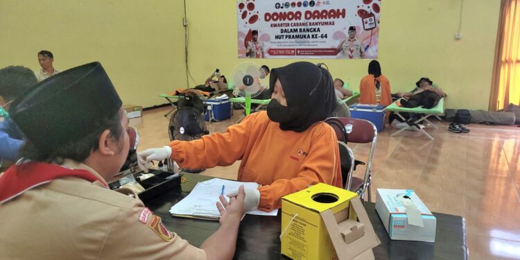 Peringati Hari Pramuka Ke 64, Kwarcab Banyumas Gelar Donor Darah