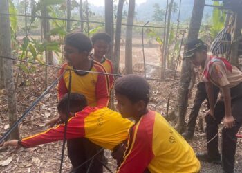 Jambore Gugus Depan SDN Kaliputih Kwarran Purwojati, Peserta Hadapi Delapan Pos Penjelajahan