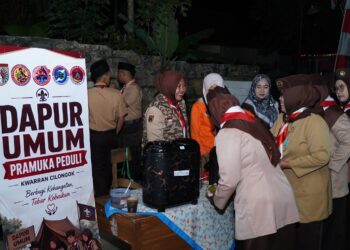 Pramuka Peduli Kwarran Cilongok Hadirkan Dapur Umum dalam Malam Ulang Janji Menjelang HUT Pramuka