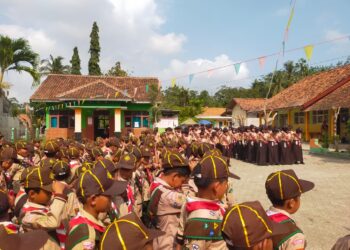 420 PRAMUKA SIAGA DAN PENGGALANG IKUTI PENILAIAN PRAMUKA GARUDA KWARCAB BANYUMAS DI KWARRAN KEMRANJEN